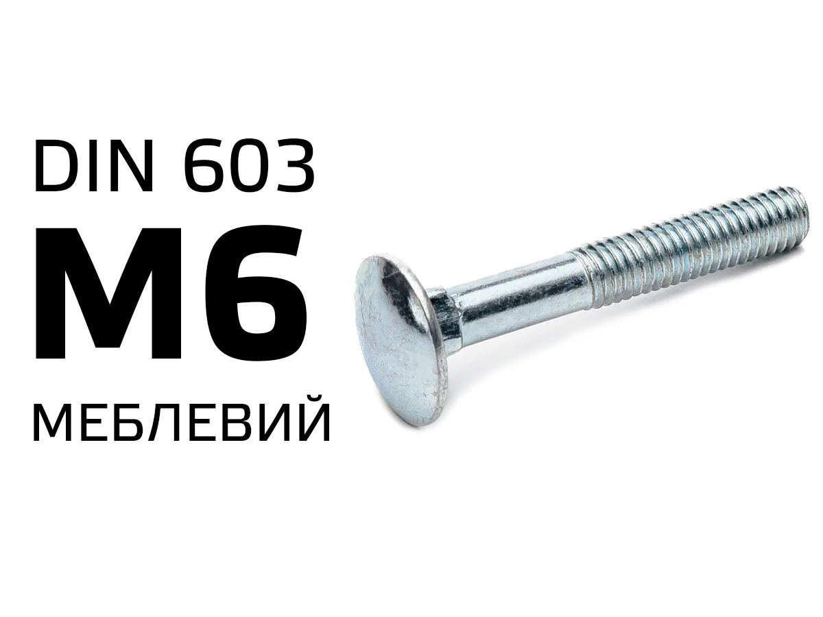 Болт DIN-603 с полукруглой головкой М6, частичная резьба 