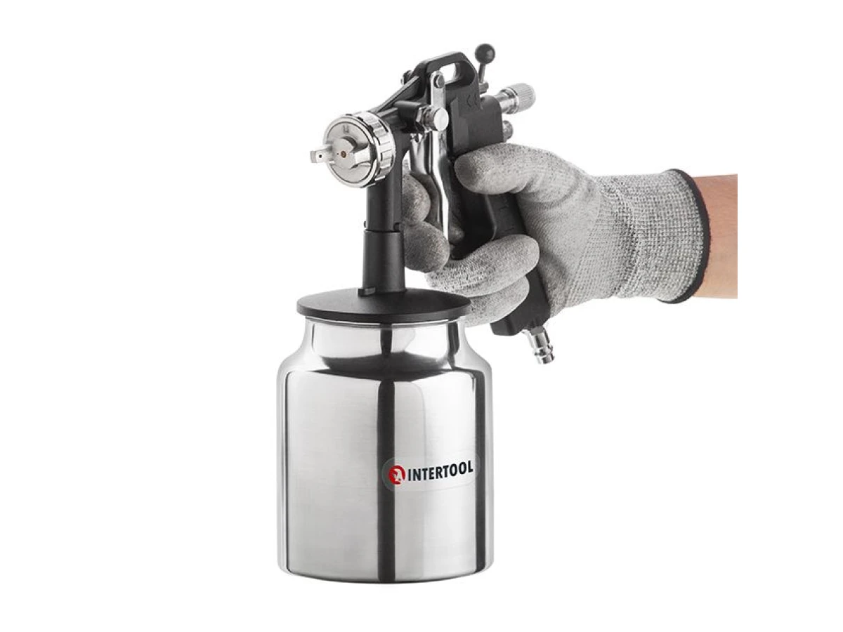 Фарбопульт пневматичний HP, форсунка 1.5 мм, нижній металевий бачок 1000 мл, 5 бар INTERTOOL PT-0211 