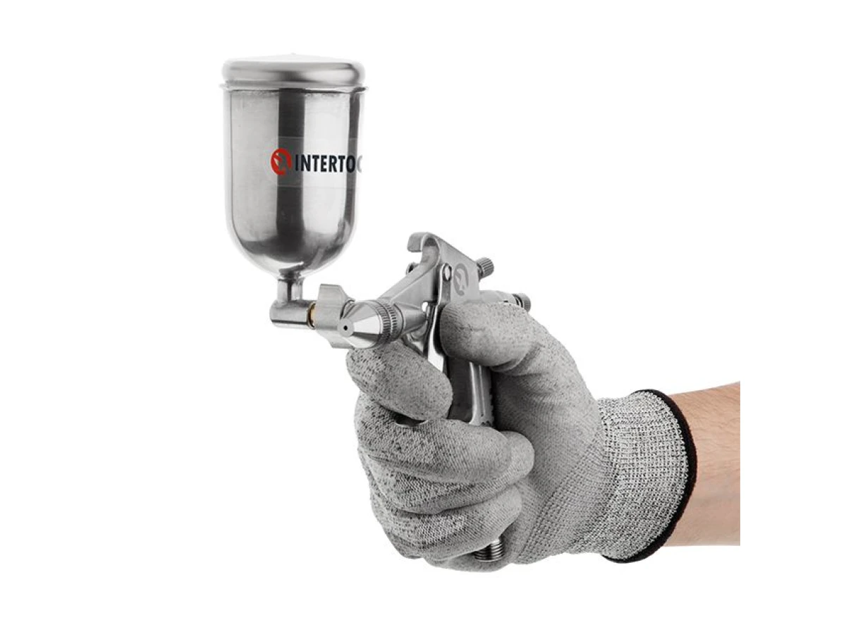 Фарбопульт пневматичний HP MINI, форсунка 0.5 мм, верхній металевий бачок 200 мл, 5 бар INTERTOOL PT-0303 