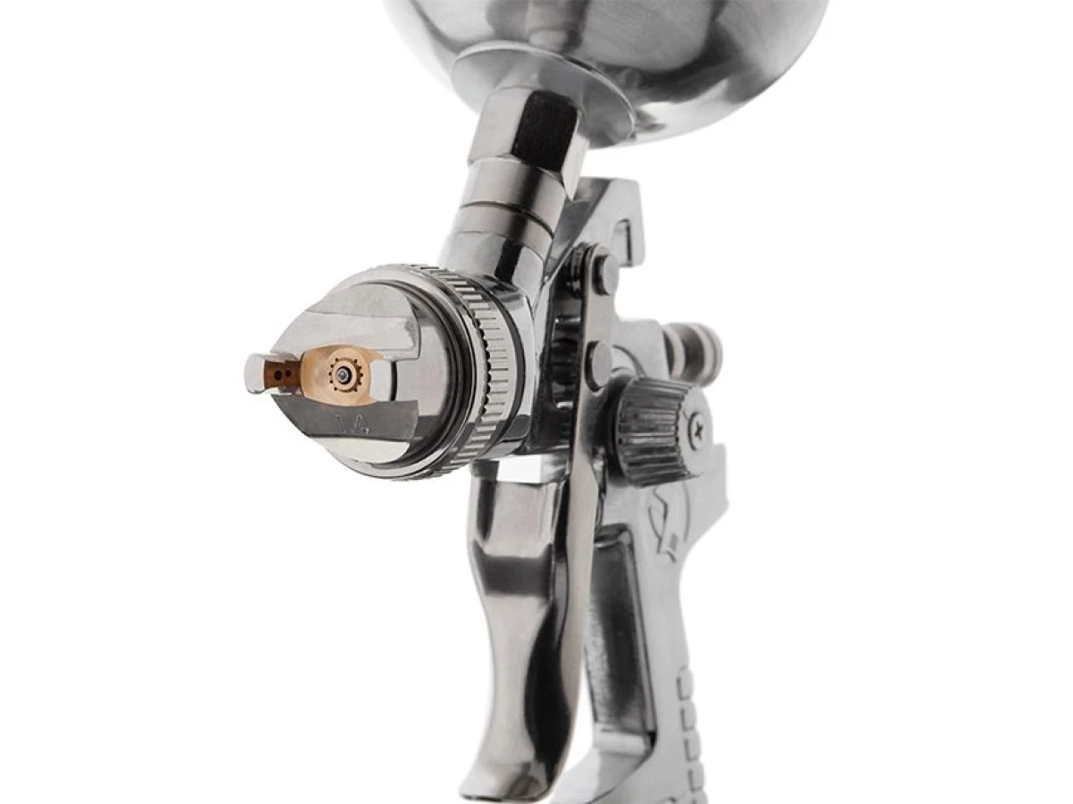 Краскопульт пневматический HVLP, форсунка 1.4мм, верхний металлический бачок 600мл., 3бар INTERTOOL PT-0109 