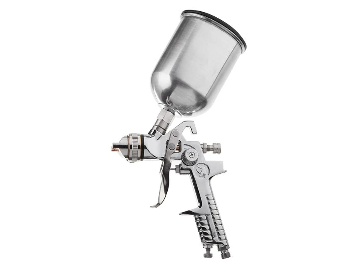 Краскопульт пневматический HVLP, форсунка 1.4мм, верхний металлический бачок 600мл., 3бар INTERTOOL PT-0109 