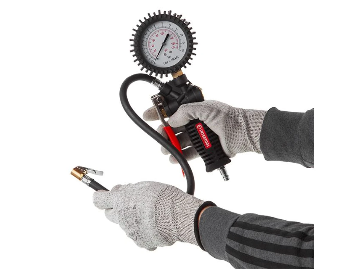 Пістолет для підкачування коліс з манометром пневматичний професiйний INTERTOOL PT-0510 