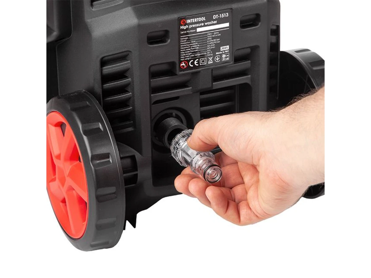 Мойка высокого давления 1400 Вт, 5.5-6.5 л/мин, 80-110 бар, шланг 5 м INTERTOOL DT-1513 