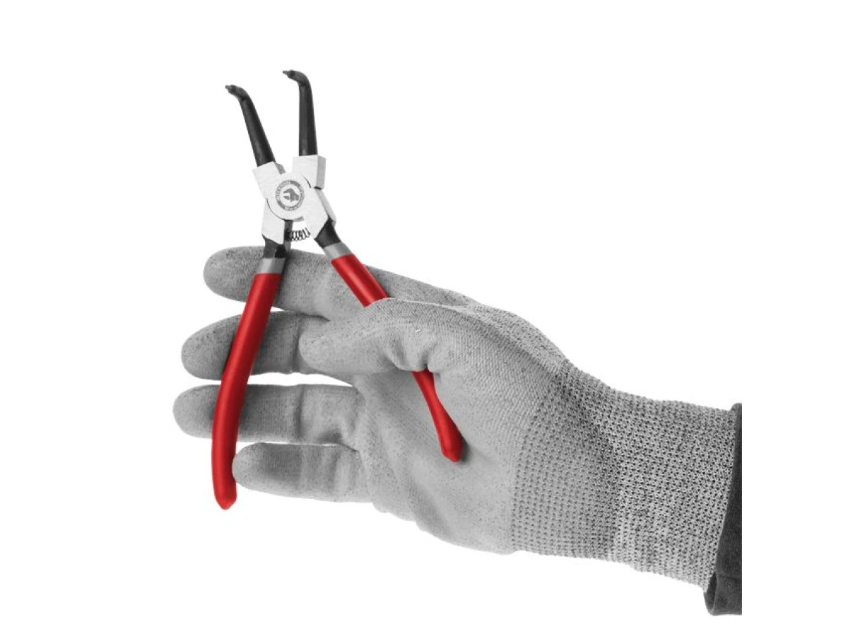 Щипці для зняття стопорных кілець вигнуті на стиск 180мм INTERTOOL HT-7012 