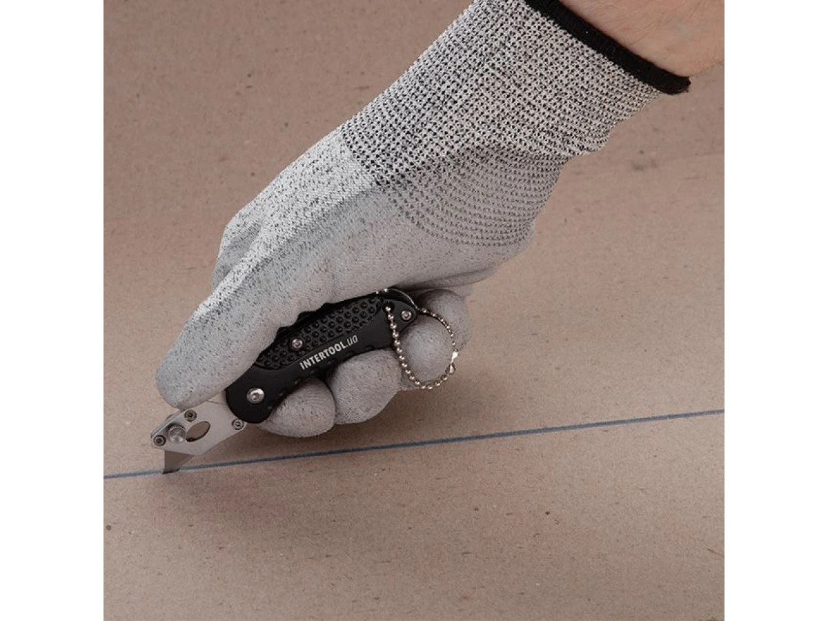 Ніж будівельний складаний з трапецієподібним лезом 9 мм міні, SK5, алюмінієва рукоятка INTERTOOL HT-0532 