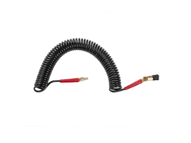 Шланг BLACK M-Flex 5.5*8 мм, 10 м спіральний поліуретановий з поворотним шарніром, латунними швидкороз'ємними з'єднаннями STORM INTERTOOL PT-1790 