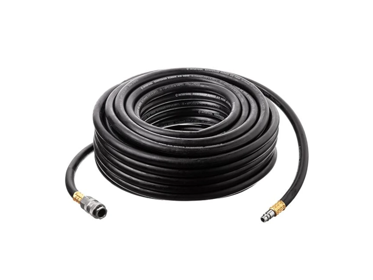 Шланг гумовий повітряний армований до 20 атм 8 x 15 мм 20м зі швидкороз'ємними з'єднаннями INTERTOOL PT-1732 
