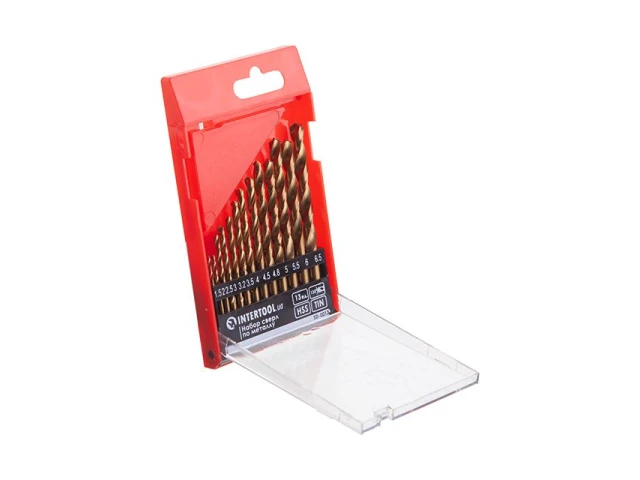 Набір свердел по металу DIN338 HSS 13шт (1.5-6.5), покриття Ti INTERTOOL SD-0013 