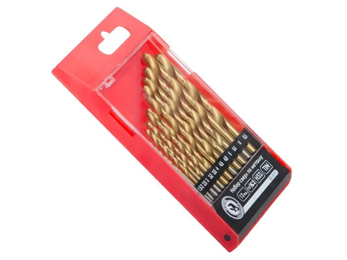 Набір свердел по металу DIN338 HSS 13шт (1.5-6.5), покриття Ti INTERTOOL SD-0013 