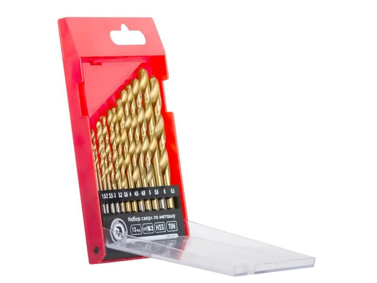 Набір свердел по металу DIN338 HSS 13шт (1.5-6.5), покриття Ti INTERTOOL SD-0013 