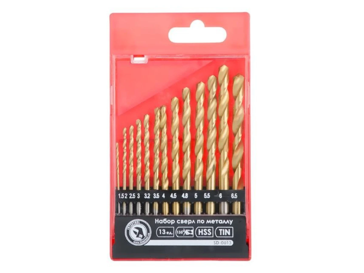 Набір свердел по металу DIN338 HSS 13шт (1.5-6.5), покриття Ti INTERTOOL SD-0013 