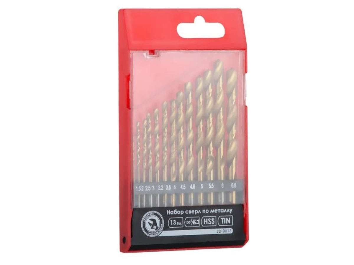 Набір свердел по металу DIN338 HSS 13шт (1.5-6.5), покриття Ti INTERTOOL SD-0013 