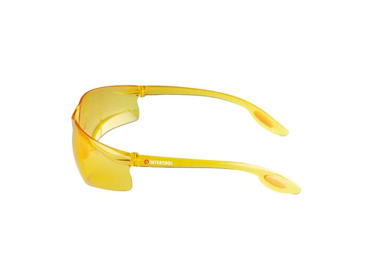 Очки защитные желтые, материал линз поликарбонат, материал заушников поликарбонат, защита от удара INTERTOOL SP-0086 