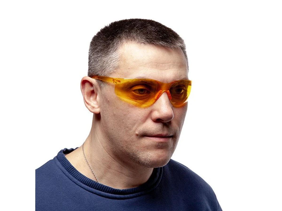 Очки защитные желтые, материал линз поликарбонат, материал заушников поликарбонат, защита от удара INTERTOOL SP-0086 