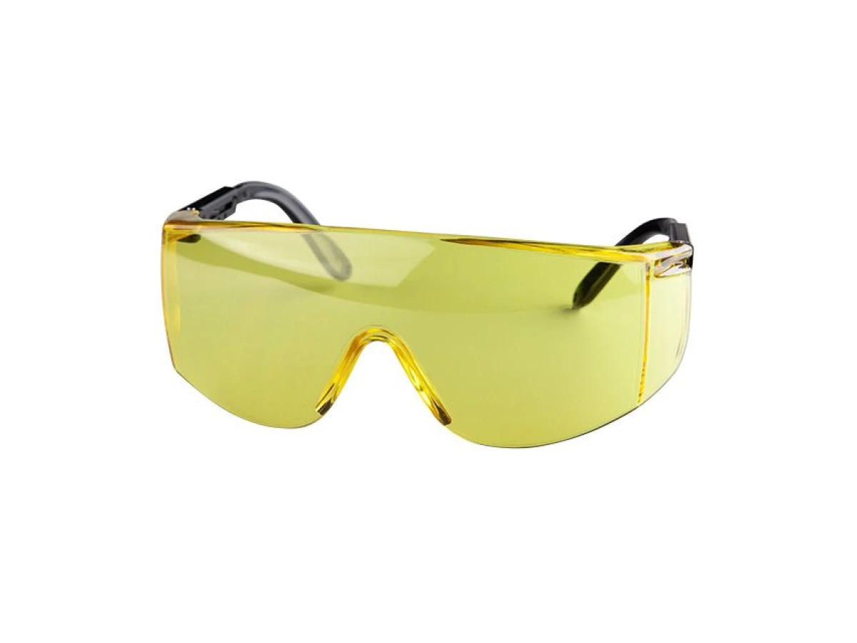 Очки защитные желтые, материал поликарбонат,регулируемые заушины черного цвета, материал нейлон, защита от удара INTERTOOL SP-0099 