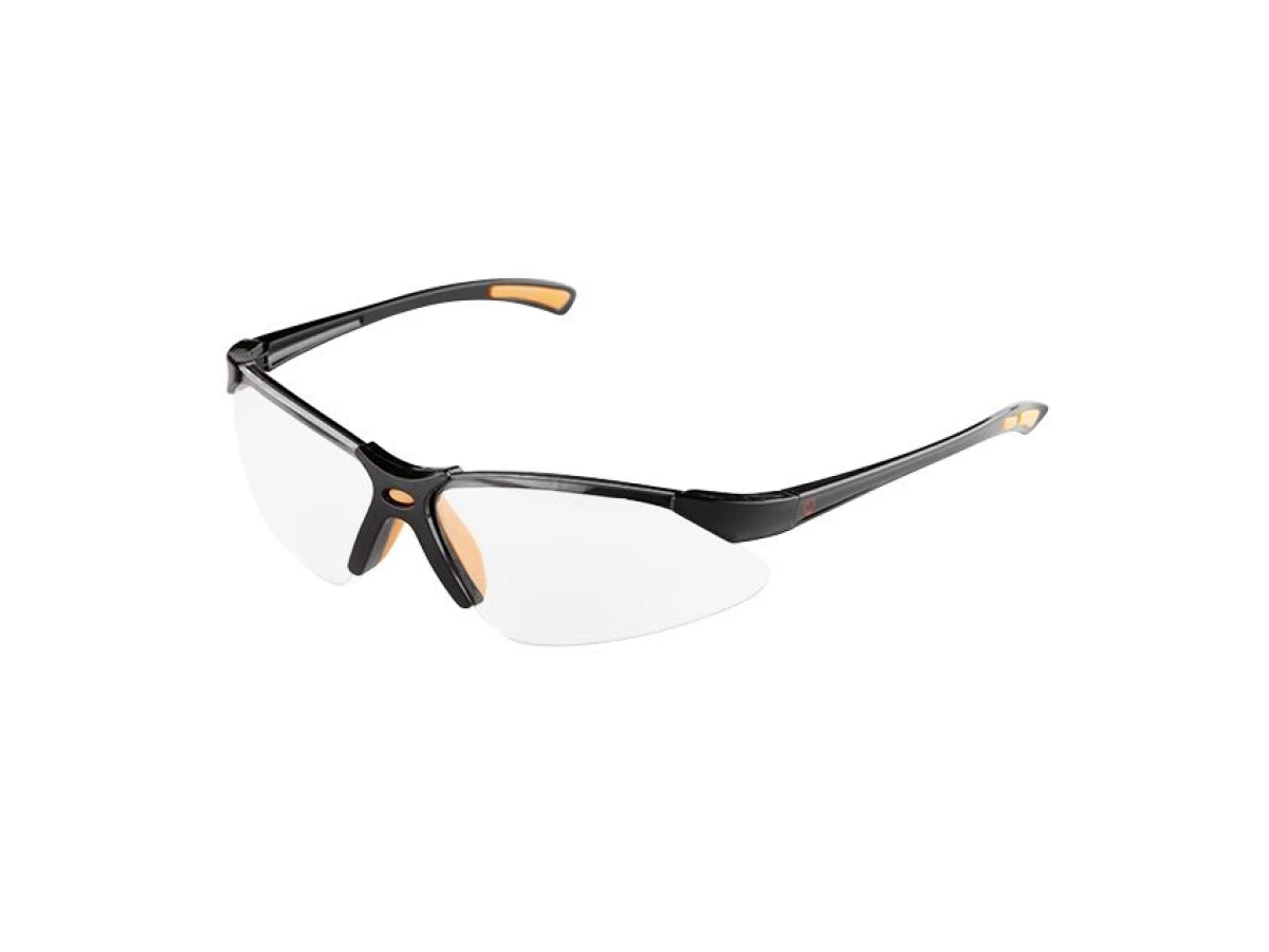 Очки защитные прозрачные, материал поликарбонат,заушины черного цвета, материал нейлон, резиновая накладка для носа,защита от удара INTERTOOL SP-0095 