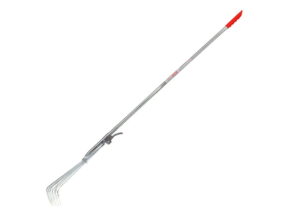 Граблі віялові 15 прутів, металева рукоятка, регулювання ширини робочої поверхні (30-50 см) INTERTOOL FT-3004 