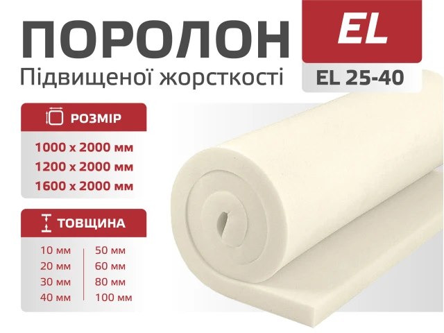 Поролон листовий EL 25-40 (2м) 