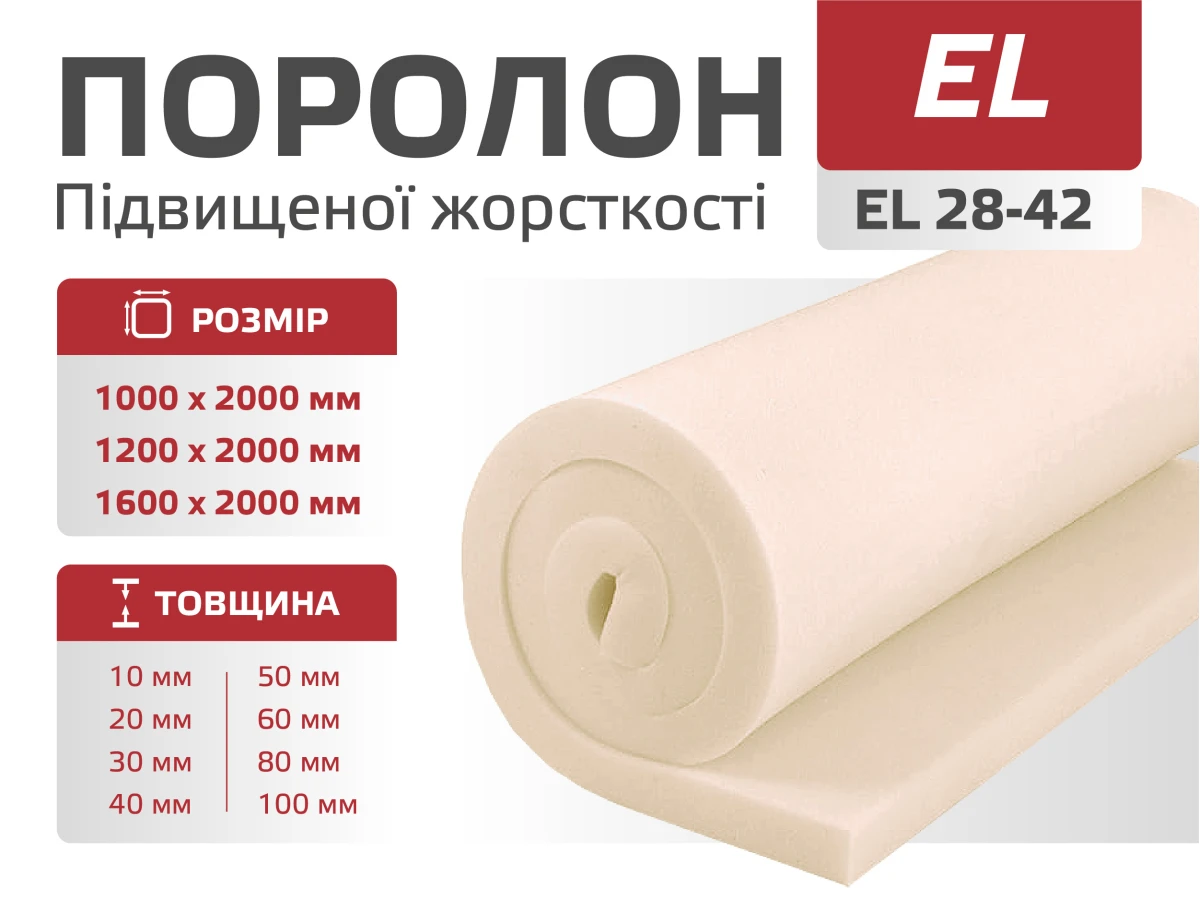 Поролон листовий EL 28-42 (2м) 