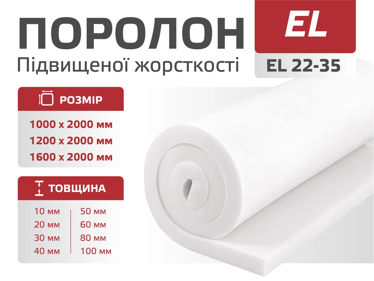 Поролон листовий 22-35 (2м) 