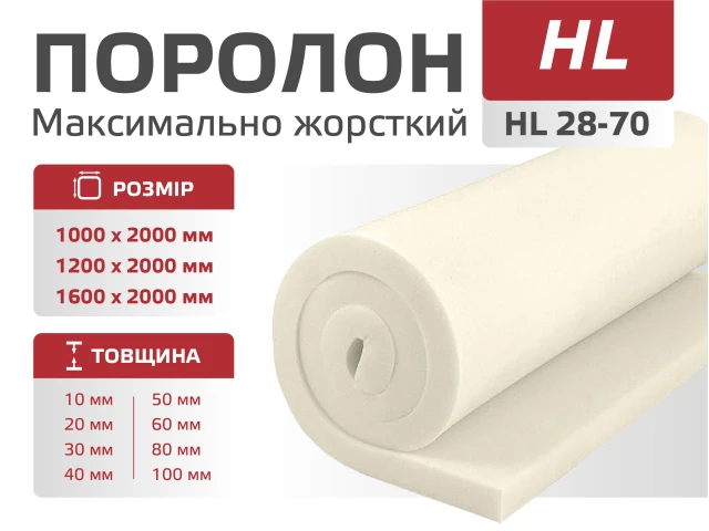 Поролон листовий HL 28-70 
