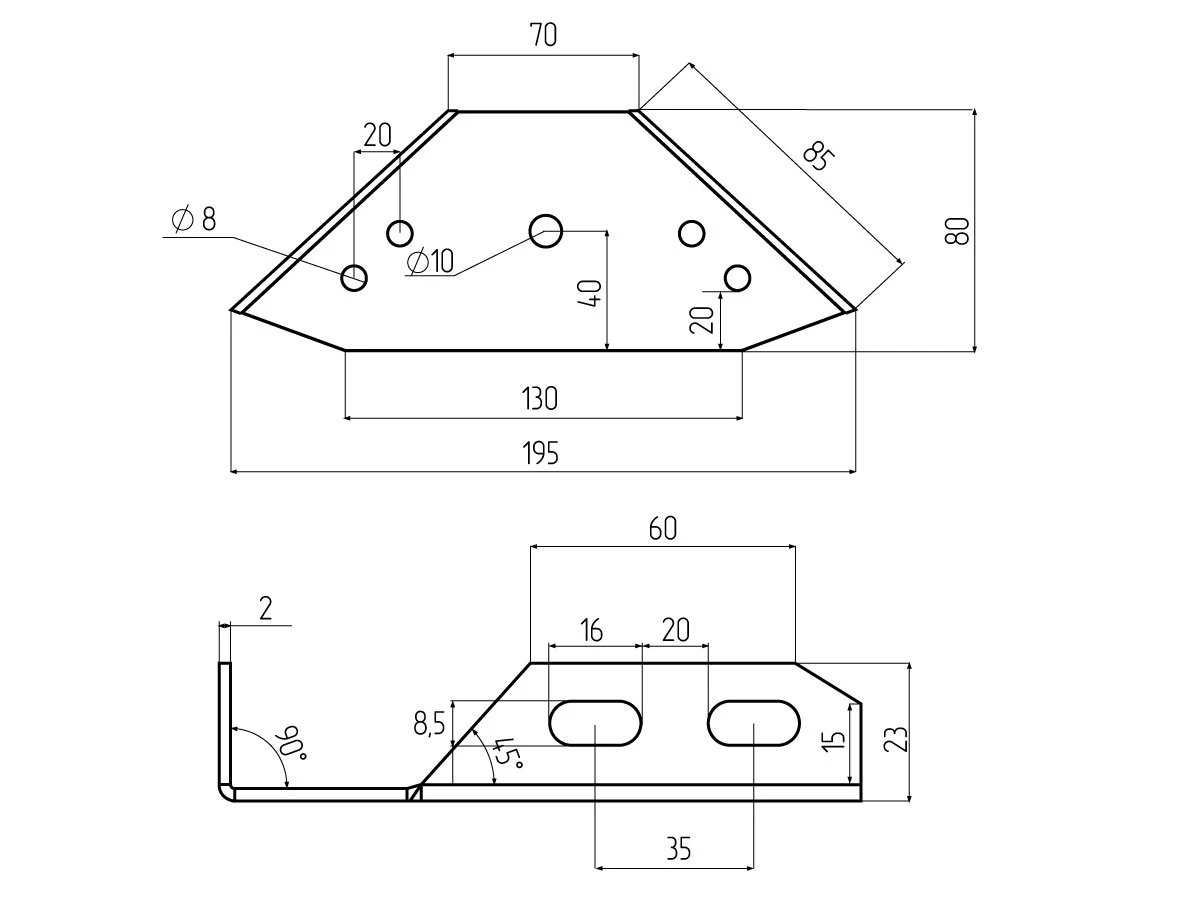 Косинка-бабочка чорна 190*80 