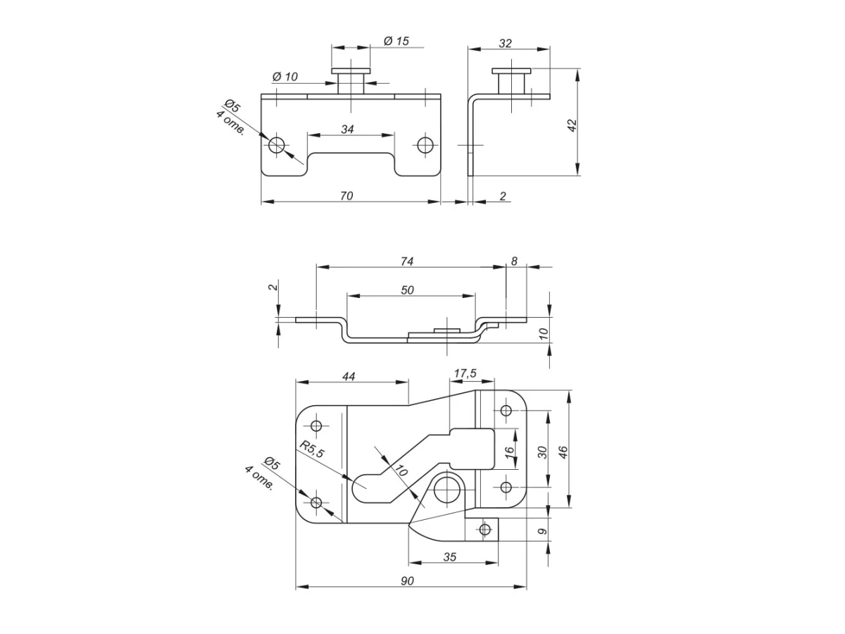 Зачіп меблевий шарнір (кронштейн) 