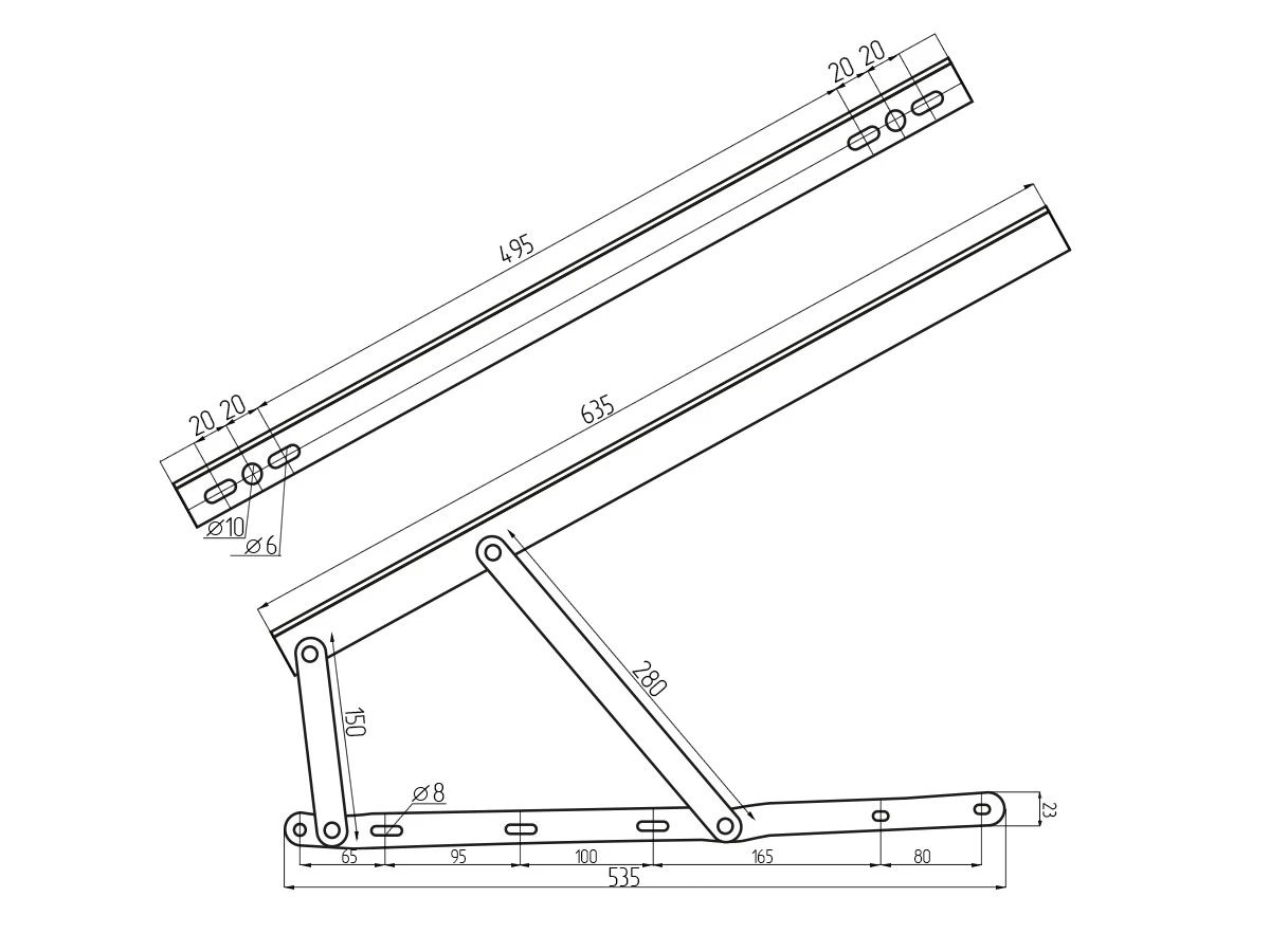 Ліжковий підйомник малий (довга штанга) під 38 чорний амортизатор 