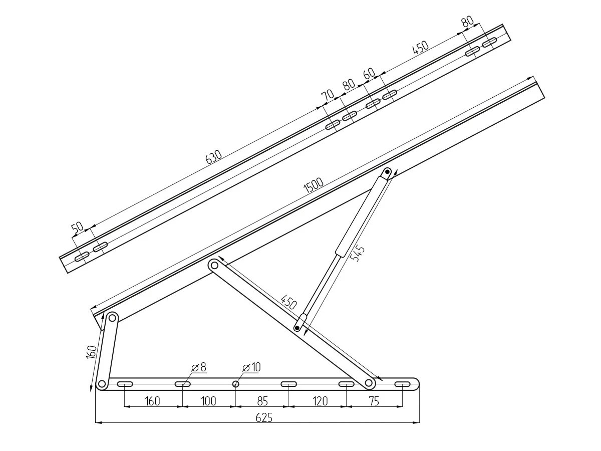 Механізм газовий підйомний ( 120 кг 1,5м ) 