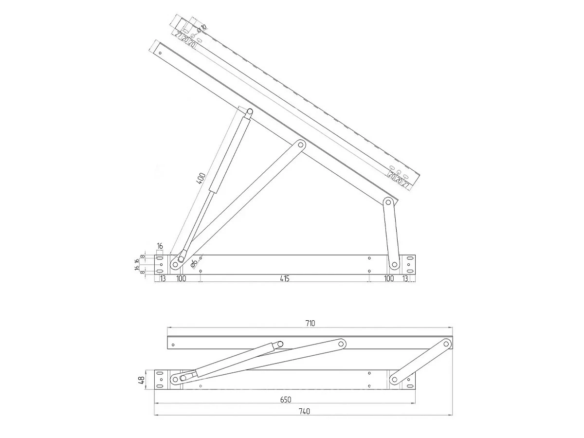 Механізм "Ліжковий" гідравлічний ліфт сірий 