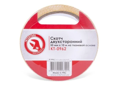 Скотч двосторонній 50мм * 10м на тканинній основі INTERTOOL KT-0962