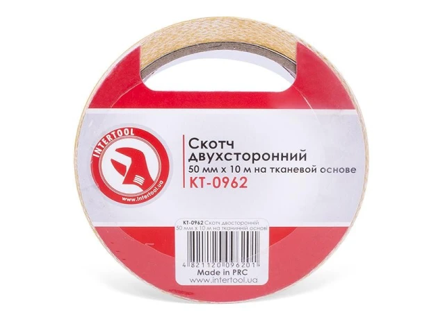 Скотч двосторонній 50мм * 10м на тканинній основі INTERTOOL KT-0962 