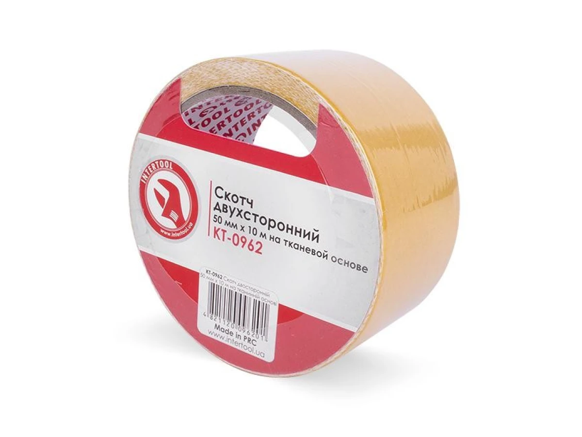 Скотч двосторонній 50мм * 10м на тканинній основі INTERTOOL KT-0962 