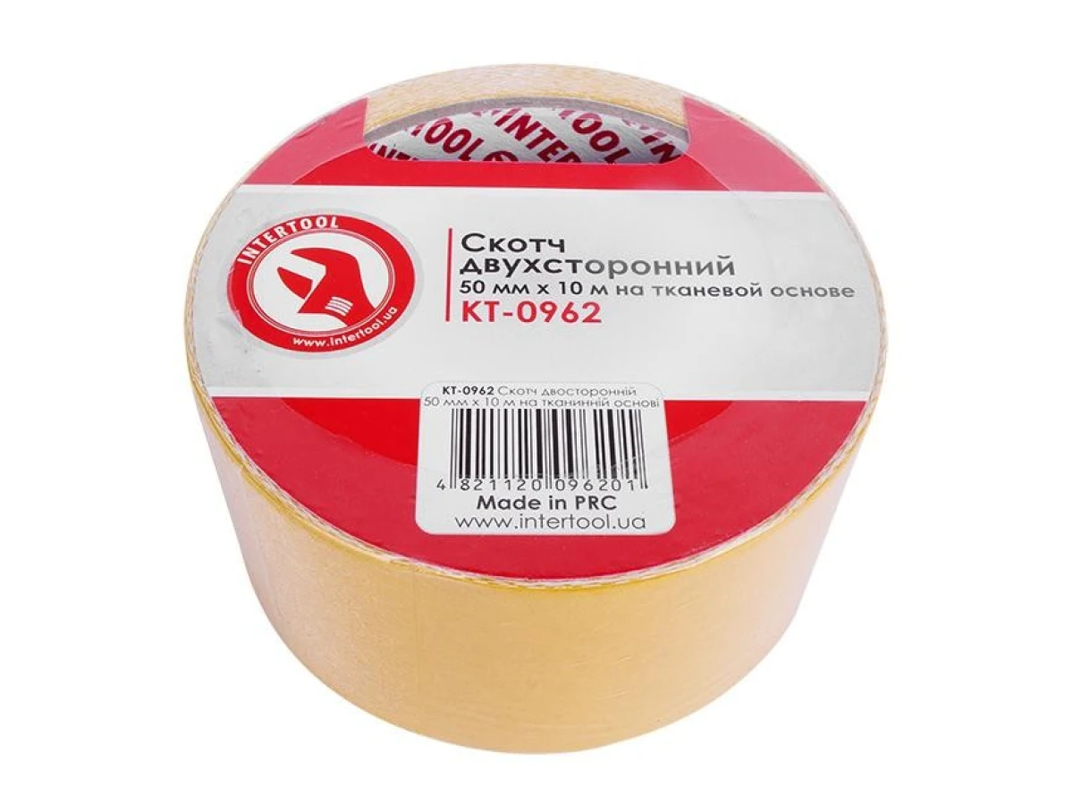 Скотч двосторонній 50мм * 10м на тканинній основі INTERTOOL KT-0962 
