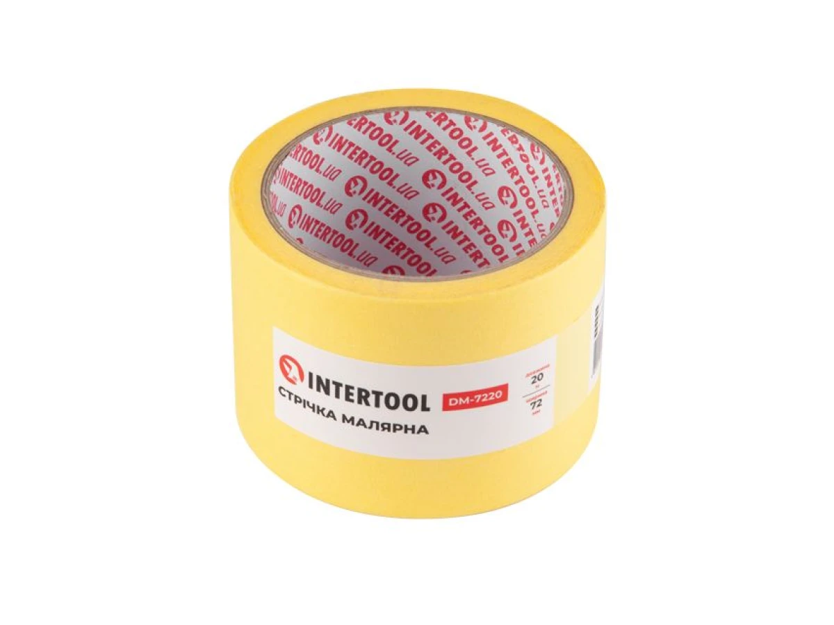 Стрічка малярська 72 мм, 20 м, жовта INTERTOOL DM-7220 