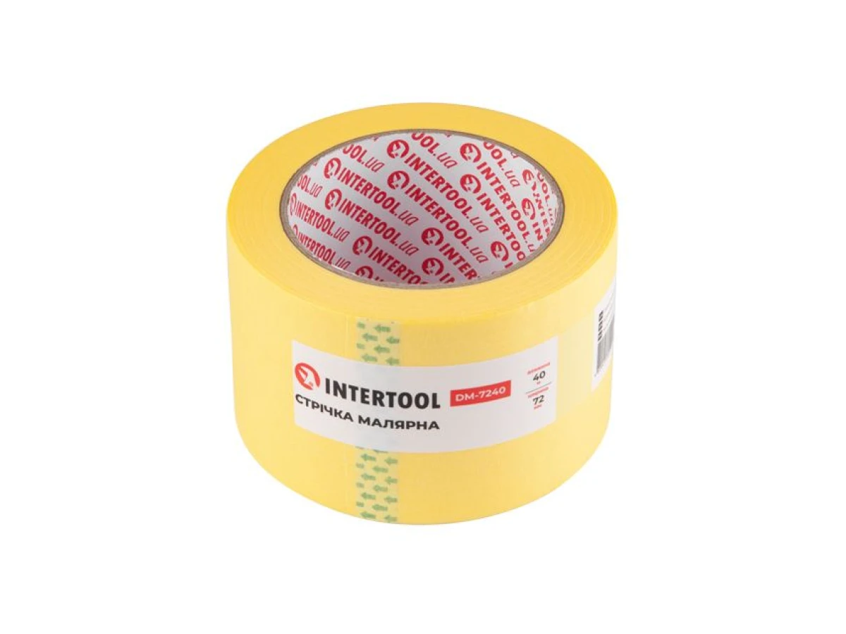 Стрічка малярська 72 мм, 40 м, жовта INTERTOOL DM-7240 