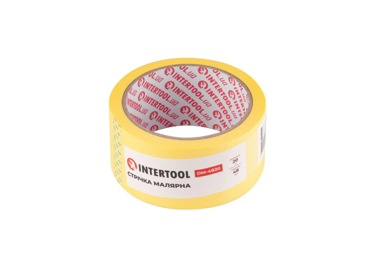 Стрічка малярська 48 мм, 20 м, жовта INTERTOOL DM-4820 