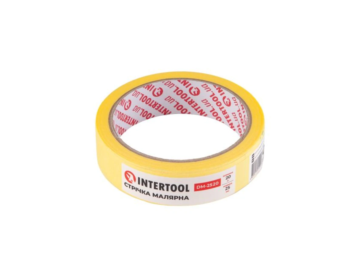 Стрічка малярська 25 мм, 20 м, жовта INTERTOOL DM-2520 