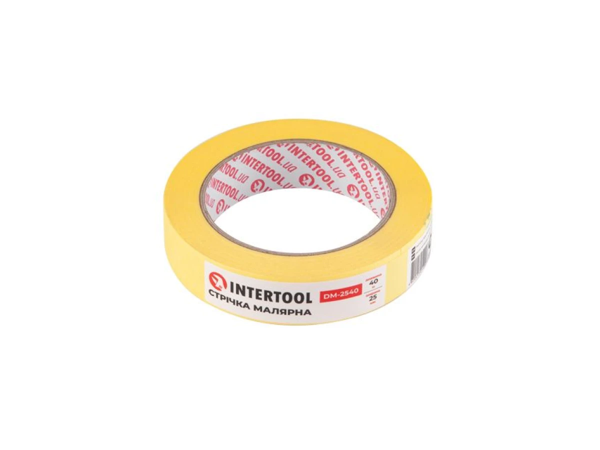 Стрічка малярська 25 мм, 40 м, желтая INTERTOOL DM-2540 