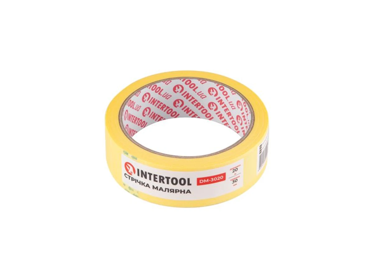 Стрічка малярська 30 мм, 20 м, жовта INTERTOOL DM-3020 