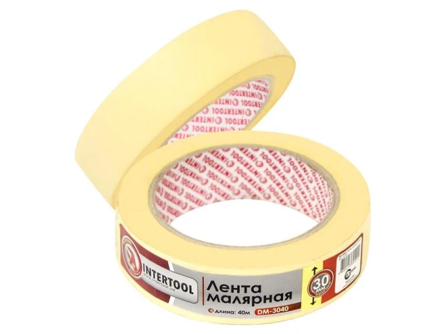Стрічка малярська 30 мм, 40 м, жовта INTERTOOL DM-3040 