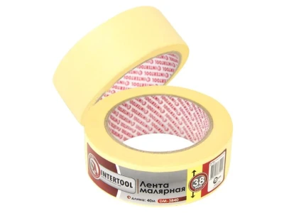 Лента малярная 38мм, 40м, желтая INTERTOOL DM-3840