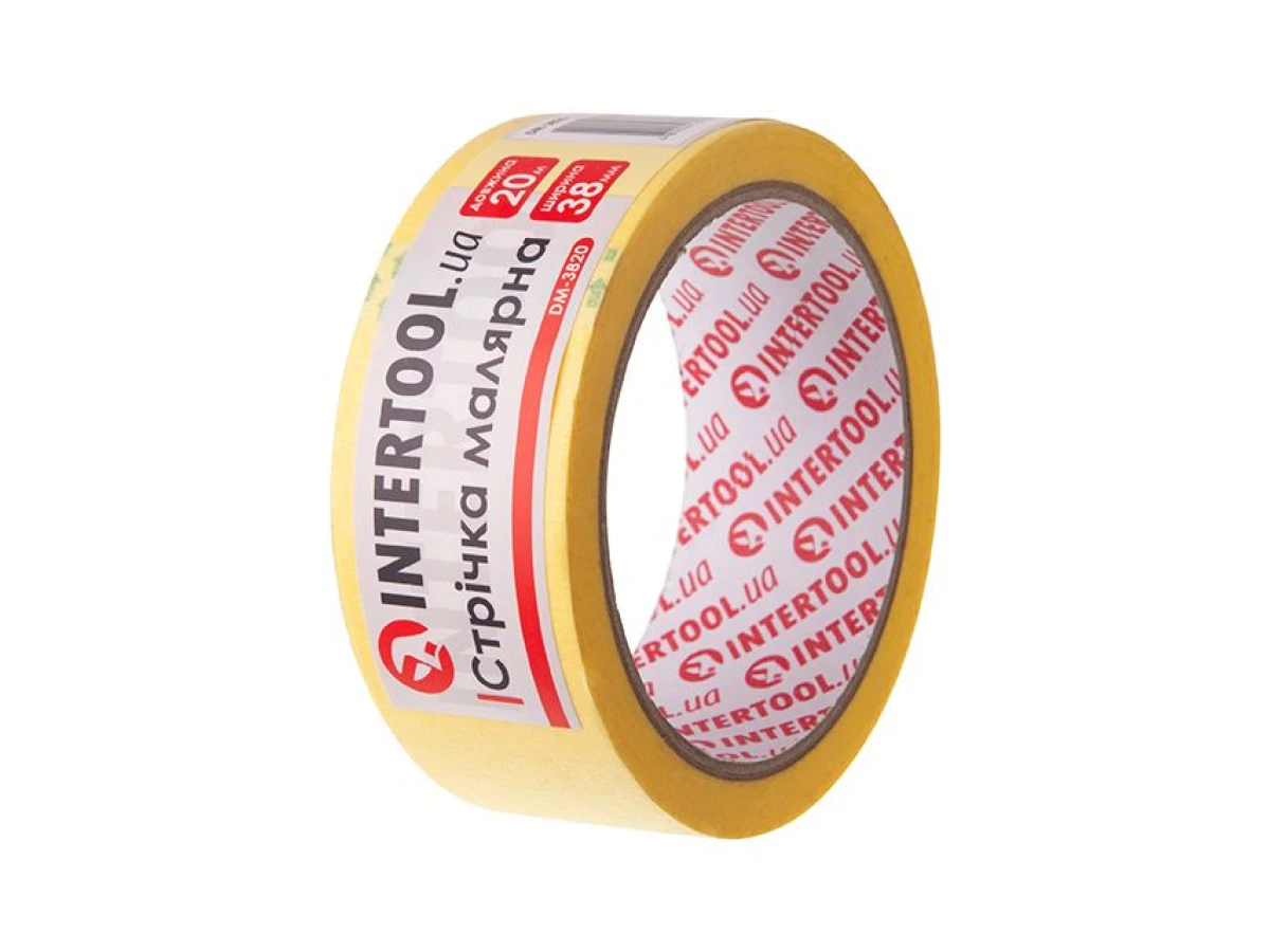 Стрічка малярська 38 мм, 20 м, жовта INTERTOOL DM-3820 