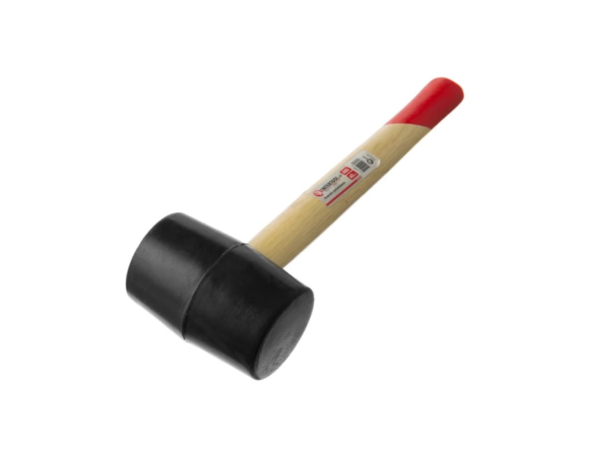 Киянка гумова 450 г, 60 мм, чорна гума, дерев'яна ручка HT-0237 