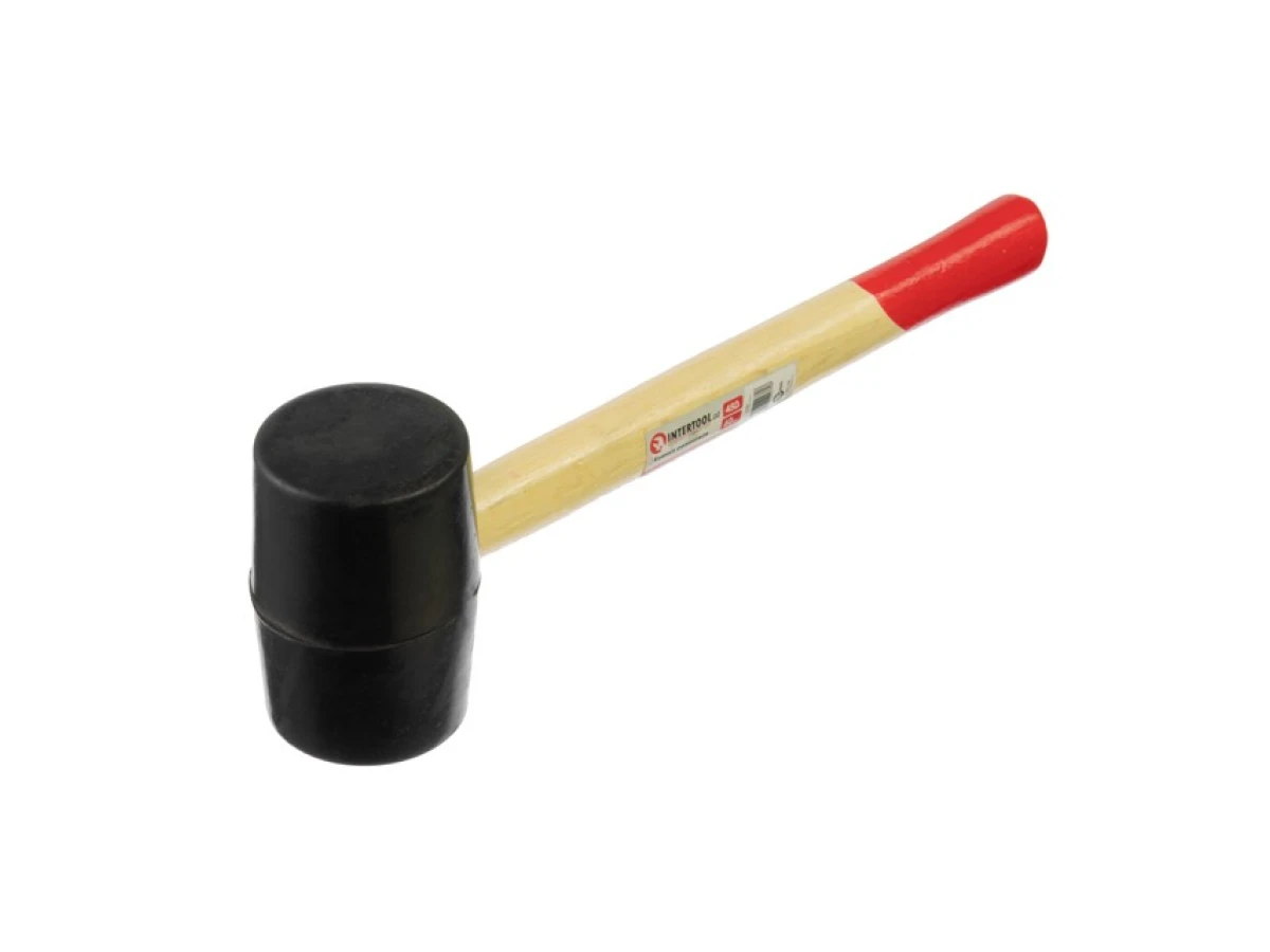 Киянка гумова 450 г, 60 мм, чорна гума, дерев'яна ручка HT-0237 