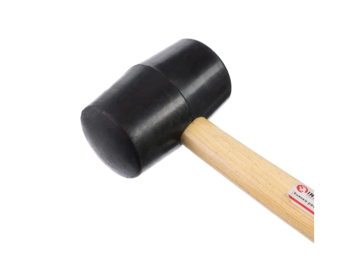 Киянка гумова 350 г, 50 мм, чорна гума, дерев'яна ручка HT-0236 