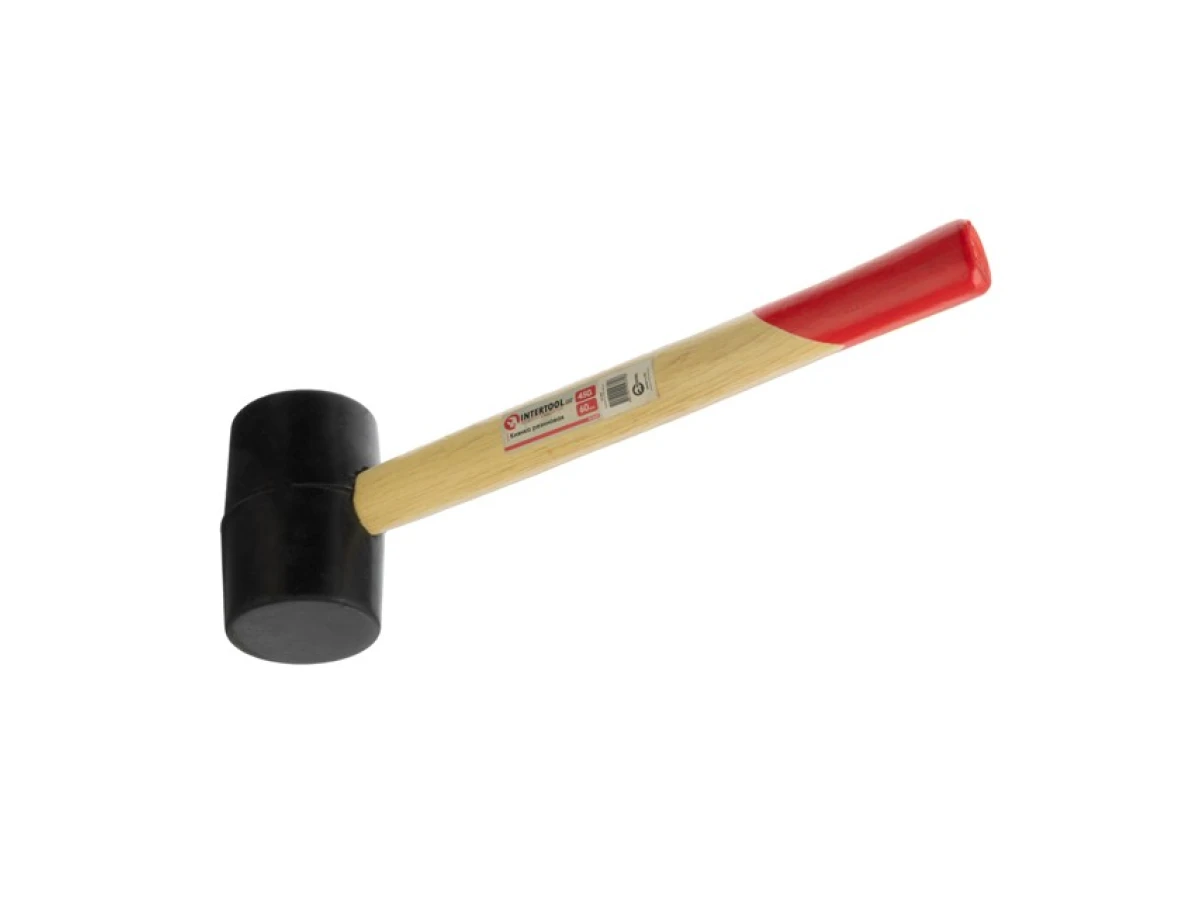 Киянка гумова 450 г, 60 мм, чорна гума, дерев'яна ручка HT-0237 