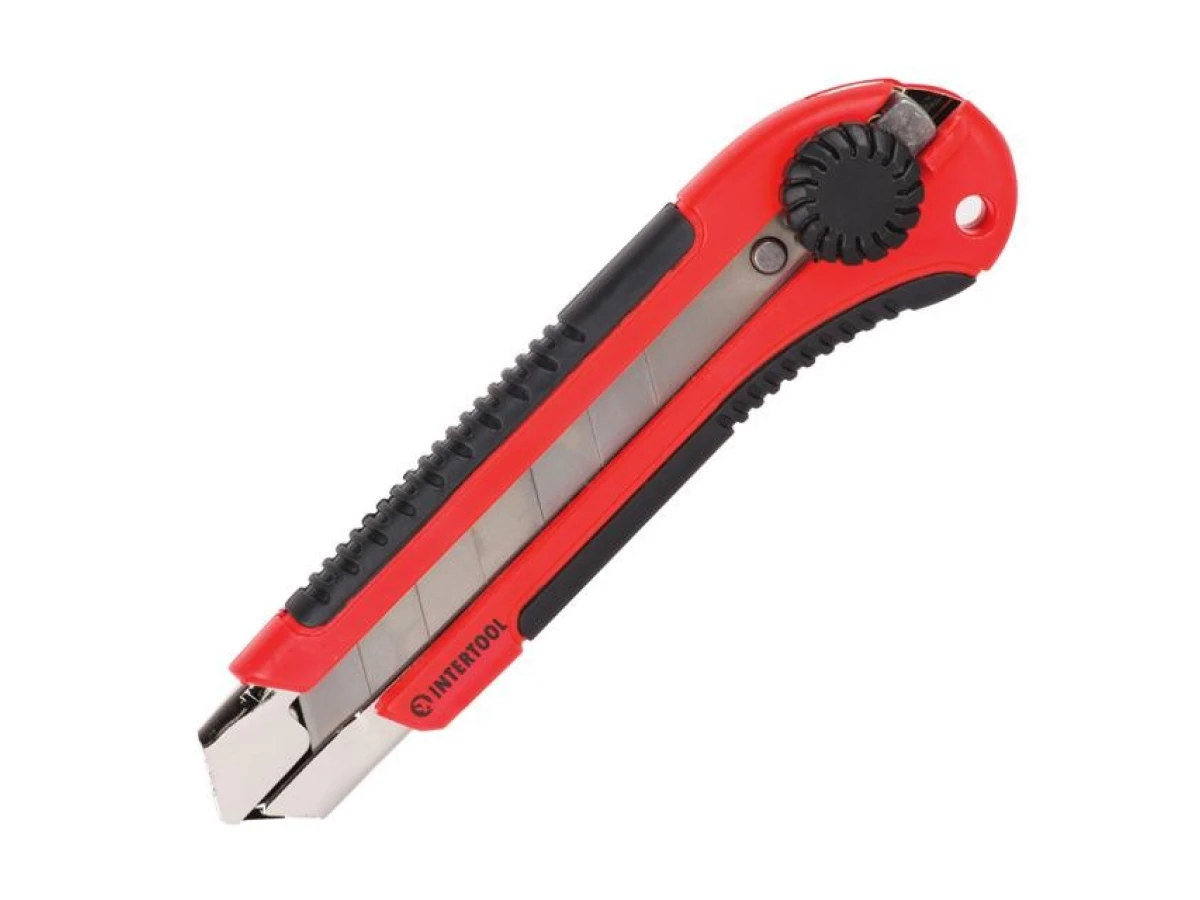 Ніж з металевою напрямною під лезо 25 мм, прогумована рукоятка INTERTOOL HT-0526 