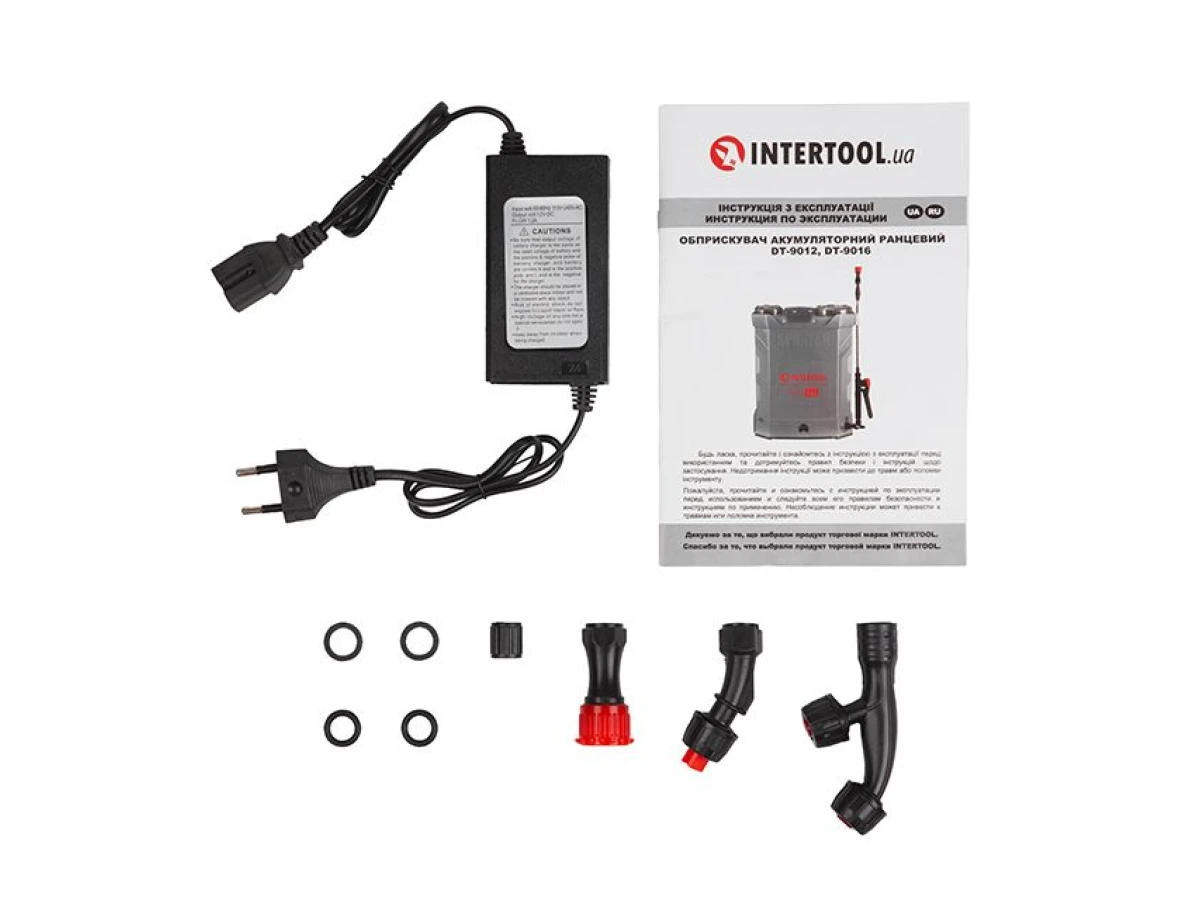 Опрыскиватель аккумуляторный ранцевый 16 л, 3.1 л/мин, батарея 12 В/8 Ач INTERTOOL DT-9016 
