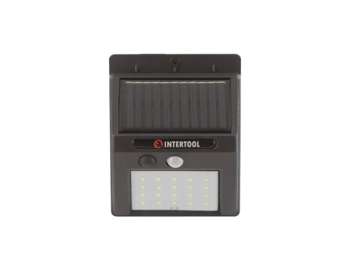 Світильник акумуляторний настінний 20SMD, вуличний, сонячна панель, датчик руху INTERTOOL LB-0112 